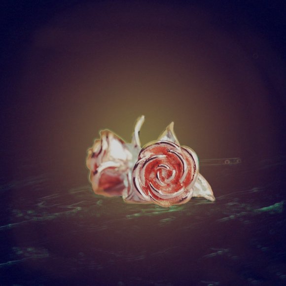 Rose Flower Earrings Rose Gold Flower Earrings Lovers Valentines day gift Her - Picture 8 of 12